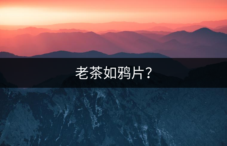 老茶如鴉片？