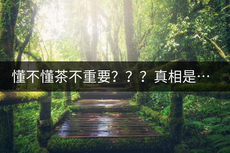 懂不懂茶不重要？？？真相是……