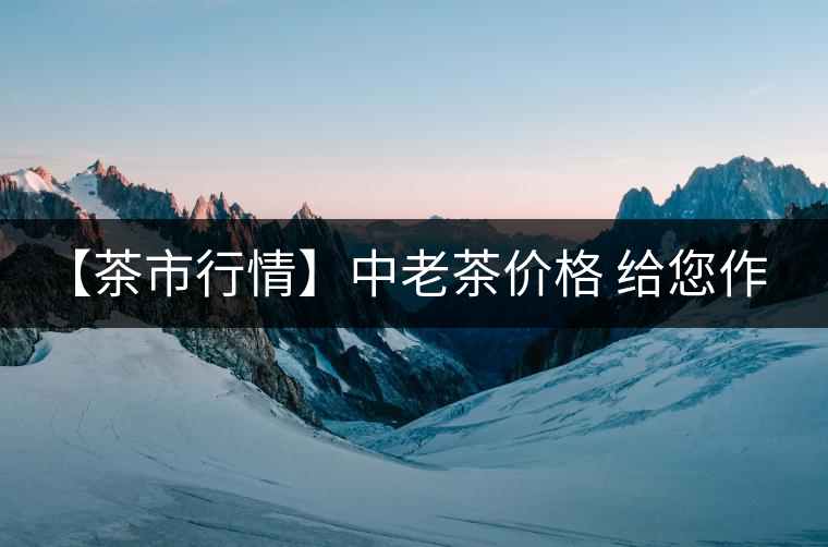 【茶市行情】中老茶價格 給您作參考！