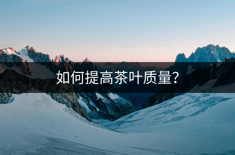 如何提高茶葉質(zhì)量？