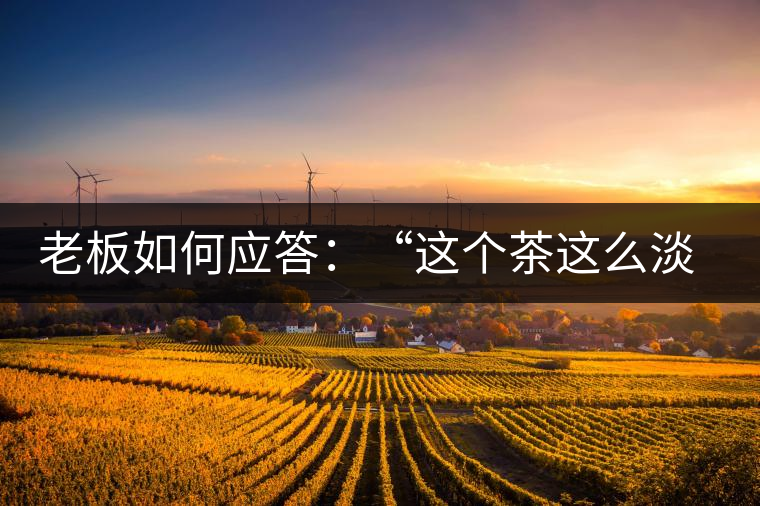 老板如何應(yīng)答：“這個(gè)茶這么淡，為什么值這個(gè)錢？”