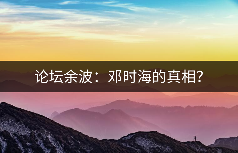 論壇余波：鄧時海的真相？