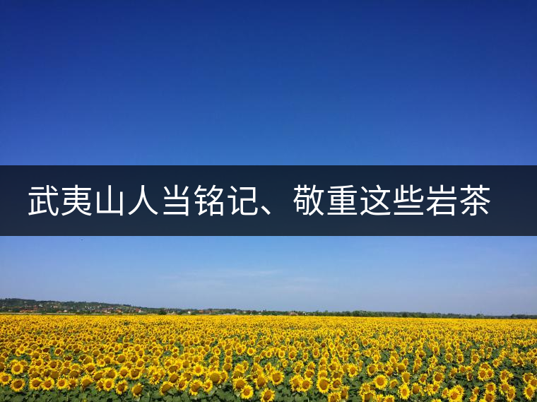 武夷山人當(dāng)銘記、敬重這些巖茶功臣